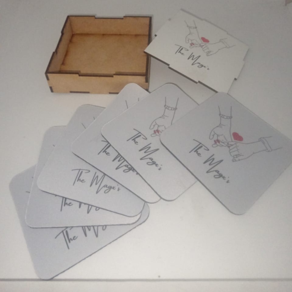 6 Rubber Coasters With Container