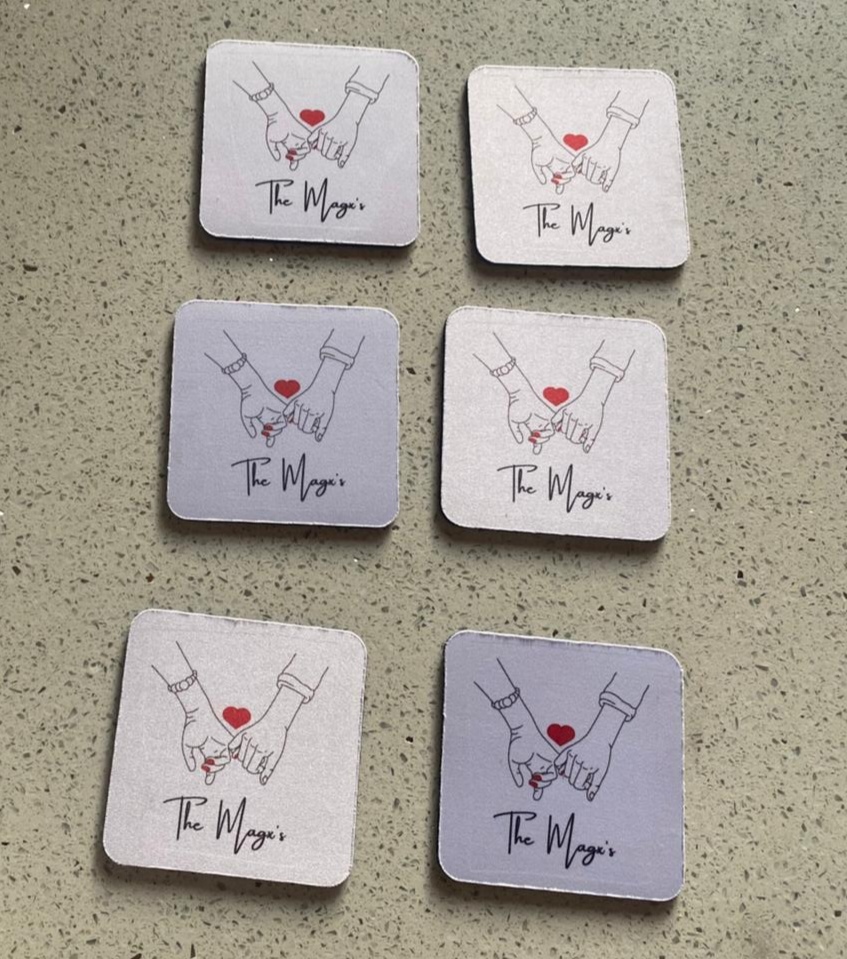 6 Rubber Coasters With Container